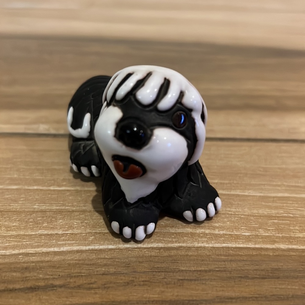 Vintage Old English Sheepdog Miniature Clay Figurine